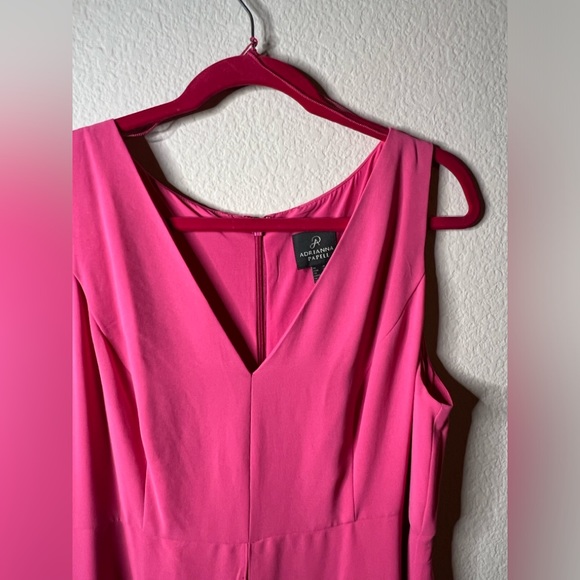 Adrianna Papell Overlay Wide leg Jumpsuit in Bubblegum Pink Size 14US Like New - Picture 6 of 14
